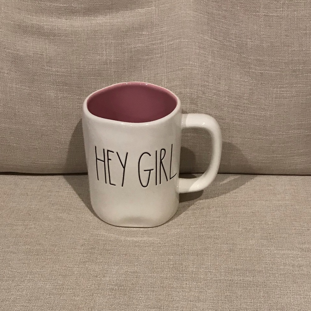 Rae Dunn hey girl pink inside mug